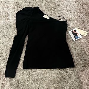 Nation Ltd. one shoulder puff shoulder Sabrina top